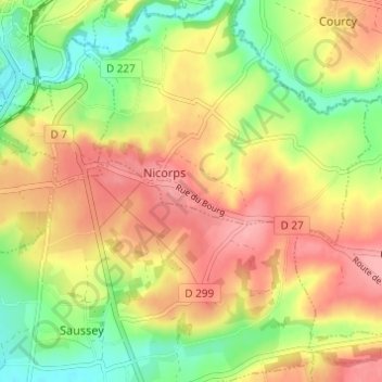 Carte topographique Le Village Tardif, altitude, relief