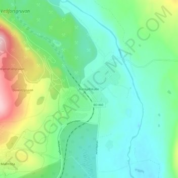 Carte topographique Koskullskulle, altitude, relief