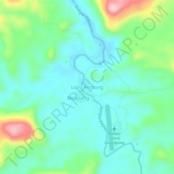 Carte topographique Long Ampung, altitude, relief