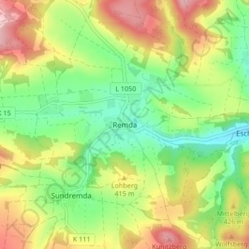 Carte topographique Remda, altitude, relief