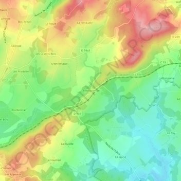 Carte topographique Châteaurenon, altitude, relief