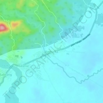 Carte topographique Baebunta, altitude, relief