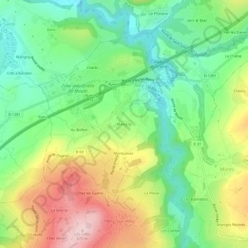 Carte topographique Masigny, altitude, relief