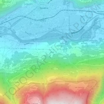 Carte topographique Moia, altitude, relief