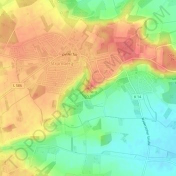 Carte topographique Stromberg, altitude, relief