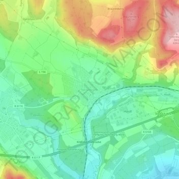 Carte topographique Nenzingen, altitude, relief