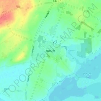 Carte topographique Ranum, altitude, relief