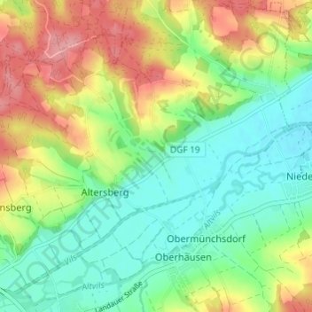 Carte topographique Grünbach, altitude, relief