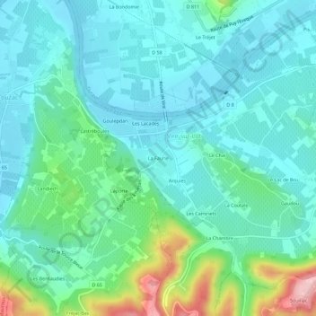 Carte topographique La Faurie, altitude, relief