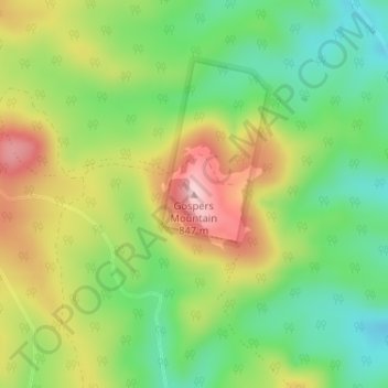 Carte topographique Gospers Mountain, altitude, relief