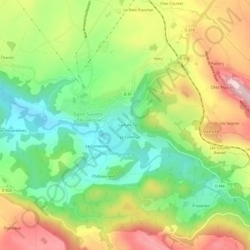 Carte topographique La Palle, altitude, relief