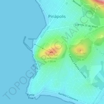 Carte topographique Cerro San Antonio, altitude, relief