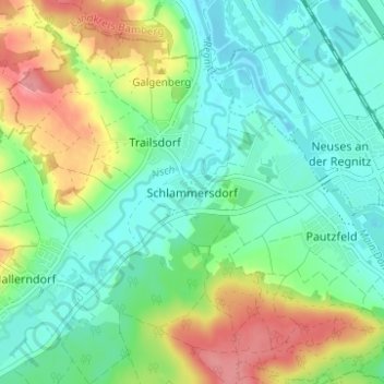 Carte topographique Schlammersdorf, altitude, relief