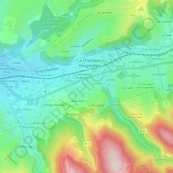 Carte topographique La Romière, altitude, relief