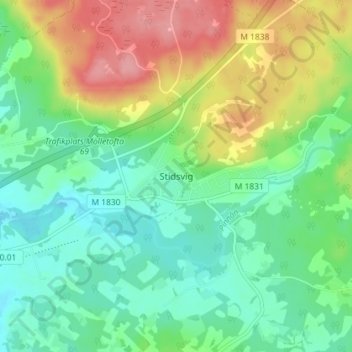 Carte topographique Stidsvig, altitude, relief