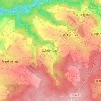 Carte topographique Schnellbach, altitude, relief