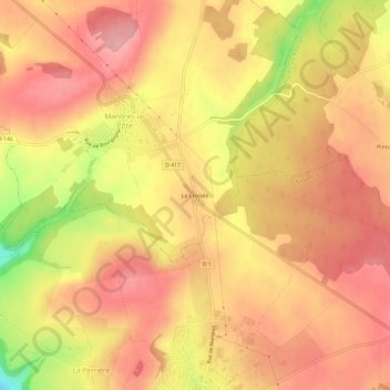 Carte topographique La Croisée, altitude, relief