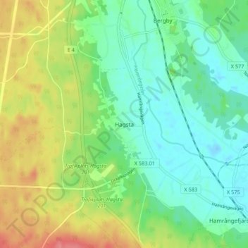 Carte topographique Hagsta, altitude, relief