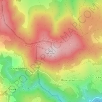 Carte topographique Morière, altitude, relief