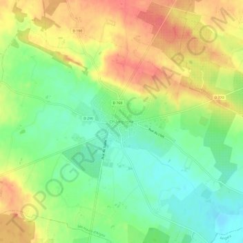 Carte topographique Champigné, altitude, relief