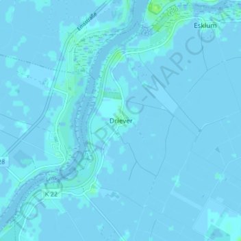 Carte topographique Driever, altitude, relief