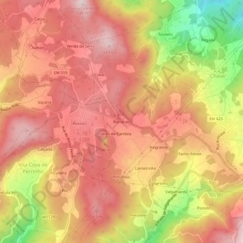 Carte topographique Barracao, altitude, relief