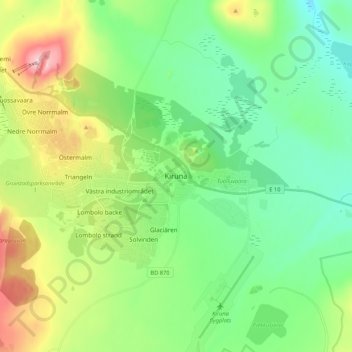 Carte topographique Kiruna, altitude, relief