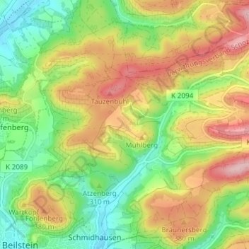 Carte topographique Gagernberg, altitude, relief