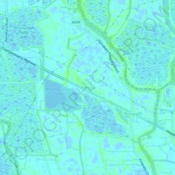 Carte topographique Ponga, altitude, relief