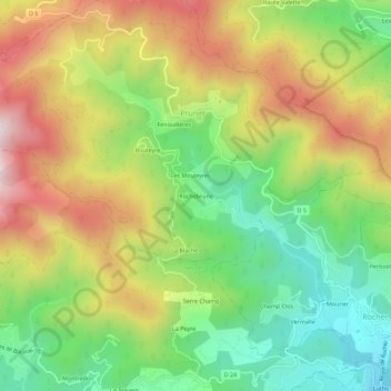 Carte topographique Rochebrune, altitude, relief