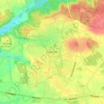 Carte topographique Hammel, altitude, relief