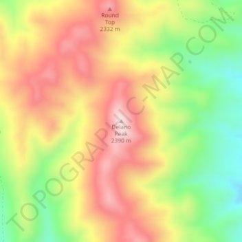 Carte topographique Delano Peak, altitude, relief