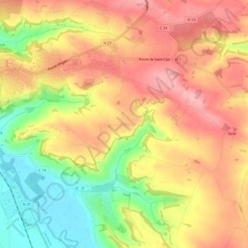 Carte topographique Perbosc, altitude, relief