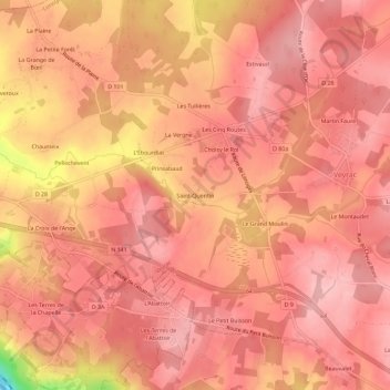 Carte topographique Saint-Quentin, altitude, relief