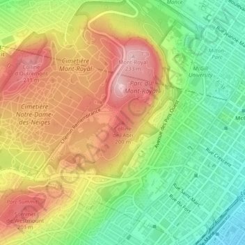 Carte topographique Colline de l'Abri, altitude, relief