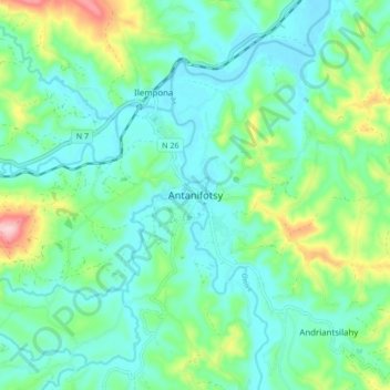 Carte topographique Antanifotsy, altitude, relief