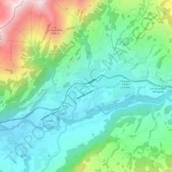 Carte topographique Château-d'Oex, altitude, relief
