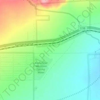 Carte topographique San Gorgonio Pass, altitude, relief