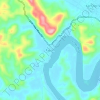 Carte topographique Pejalin, altitude, relief