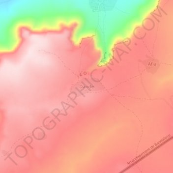 Carte topographique Dande, altitude, relief
