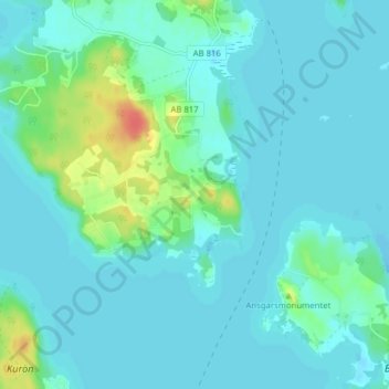 Carte topographique Lindby, altitude, relief