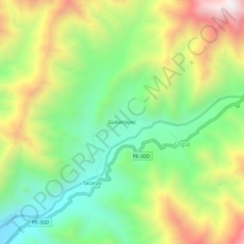 Carte topographique Guitarrayoc, altitude, relief