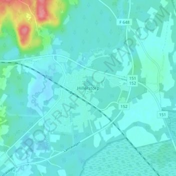 Carte topographique Hillerstorp, altitude, relief