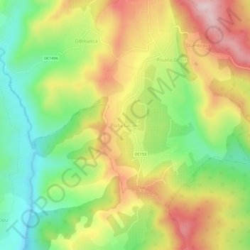 Carte topographique Podu Lacului, altitude, relief