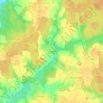 Carte topographique Grand Meix, altitude, relief