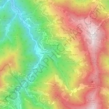 Carte topographique Case Manera, altitude, relief