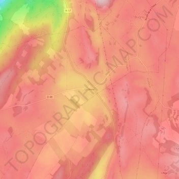 Carte topographique La Vrine, altitude, relief
