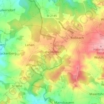 Carte topographique Lehenfelden, altitude, relief
