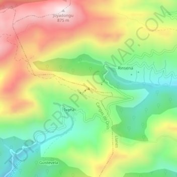 Carte topographique Felguerina, altitude, relief