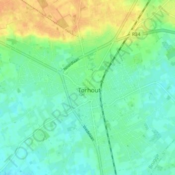 Carte topographique Sint-Pieter, altitude, relief